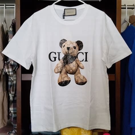 gucci bear t shirt white|Gucci teddy bear t shirt.